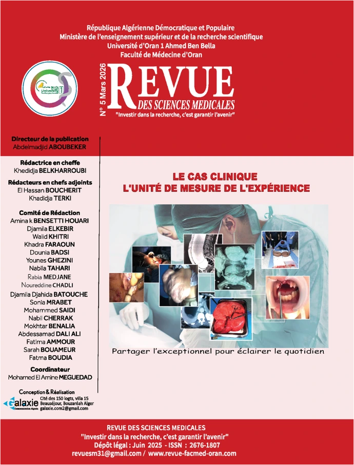 Couverture du numéro 5 de la Revue des Sciences Médicales d'Oran